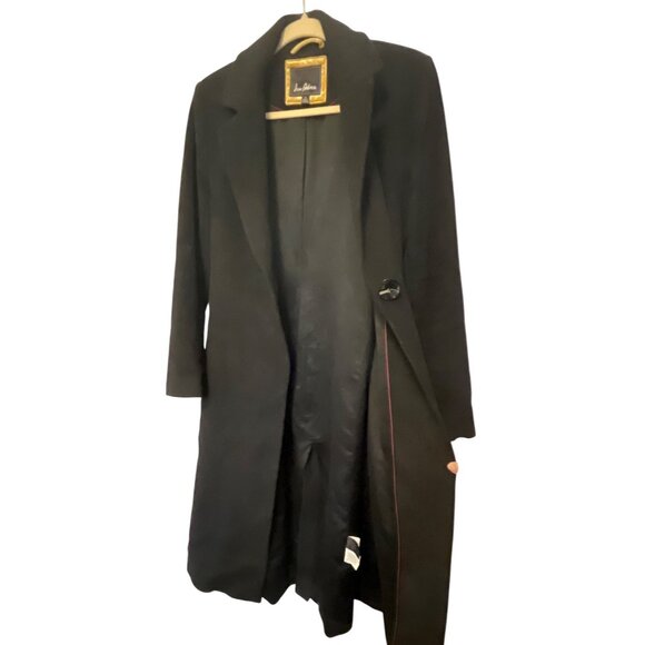 Sam Edelman Womens Long Black Wool Blend Coat Size 8 Button Front - Picture 7 of 7